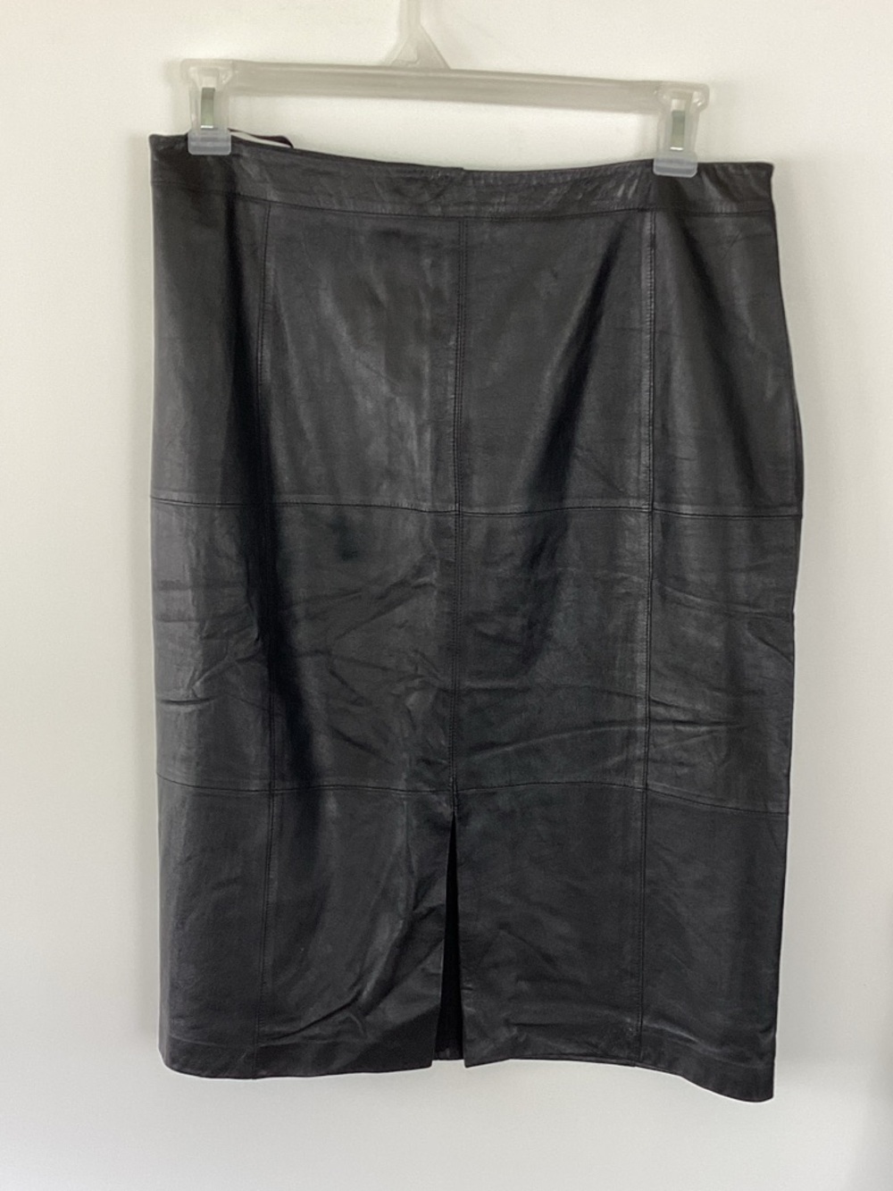 White House Black Market Black Leather Pencil Skirt